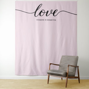 Tenture Dusty Rose Elegant Love Script Mariage toile de fo