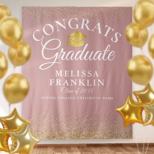 Tenture Dusty Rose Et Gold Graduation Photo Contexte