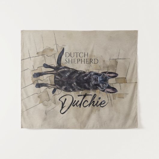 Tenture Dutch Shepherd - Illustration utchie (Devant (Horizontal))
