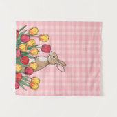 Tenture Easter Bunny and Tulips Tapestry - Rustic Home (Devant (Horizontal))