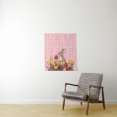 Tenture Easter Bunny and Tulips Tapestry - Rustic Home (En situation)