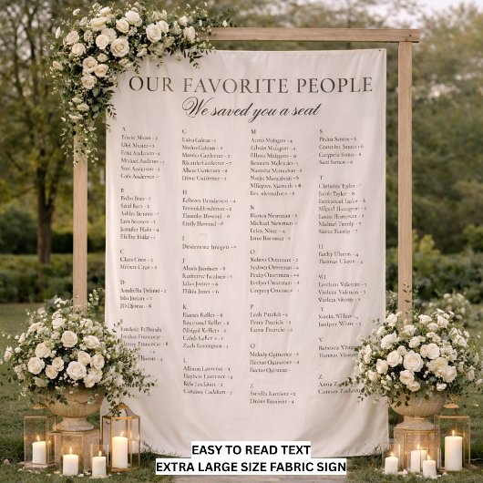 Tenture Easy To Read Big Fabric Wedding Seating Chart Sign