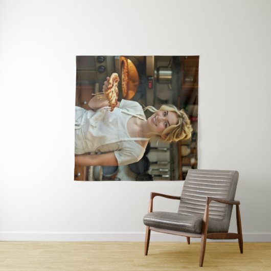 Tenture Eating Pizza Photo Personalize Customize (En situation (horizontale))