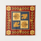 Tenture Écharpe avec des lions assis dorés. Éléments sépar (Devant (Horizontal))
