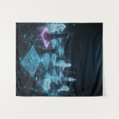 Tenture Échecs Cyberpunk, jeu de société numérique néon S (Devant (Horizontal))