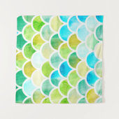 Tenture Échelles de sirène. Aquarelle écailles de poisson. (Devant (Horizontal))