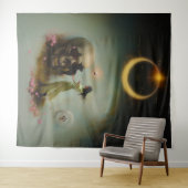Tenture Eclipse Prêtre Lune Occulte Dark Witchk AI Art (En situation (horizontale))