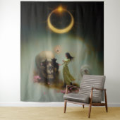 Tenture Eclipse Prêtre Lune Occulte Dark Witchk AI Art (En situation)