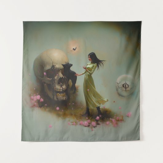 Tenture Eclipse Prêtre Lune Occulte Dark Witchk AI Art (Devant)