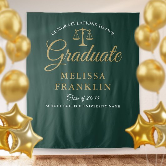 Tenture École de droit Green Gold Graduation Photo Context