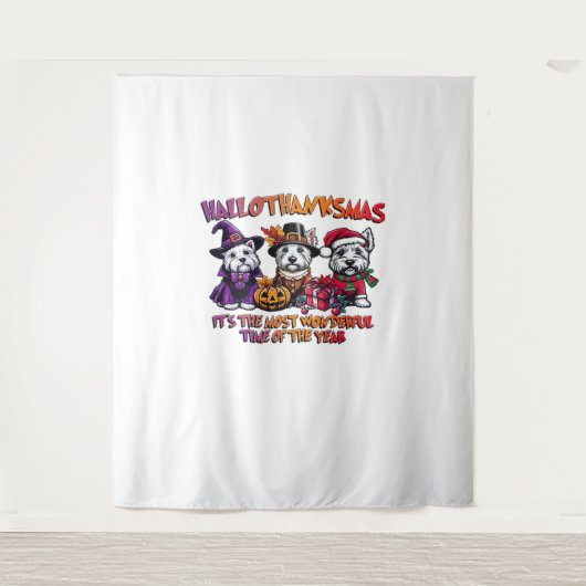 Tenture Ecosse Terrier Halloween Thanksgiving Noël (Devant)