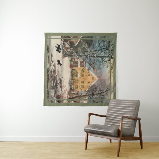 Tenture Ecosse Terriers Hiver à l'ancienne mode (En situation (horizontale))