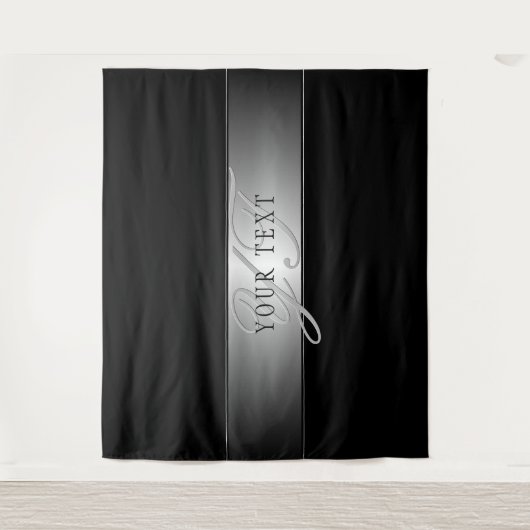 Tenture Écriture élégante de monogramme modifiable | Noir (Devant)