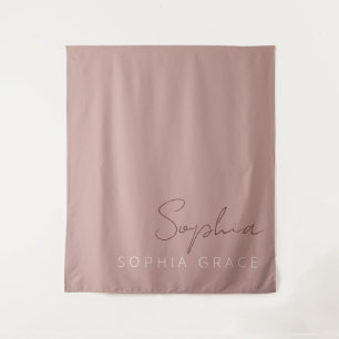 Tenture Écriture manuscrite moderne personnalisée rose pou