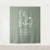 Tenture Écriture moderne Neutral Baby shower vert Oh Baby (Devant)