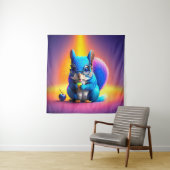 Tenture Écureuil Bleu Mangeant Un Fruit (En situation)