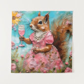 Tenture Écureuil en robe rose (Devant)