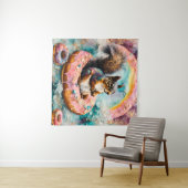 Tenture Écureuil sur le gazon flottant de la beigne dorée  (En situation (horizontale))