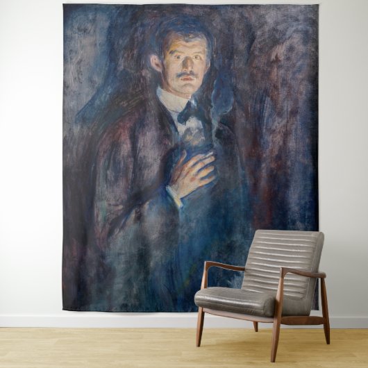 Tenture Edvard Munch - Autoportrait avec cigarette (En situation)