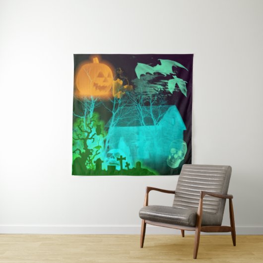 Tenture Éffrayant cimetière d'Halloween (En situation)