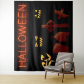 Tenture Éffrayant cimetière Halloween Déplaisants yeux (En situation)