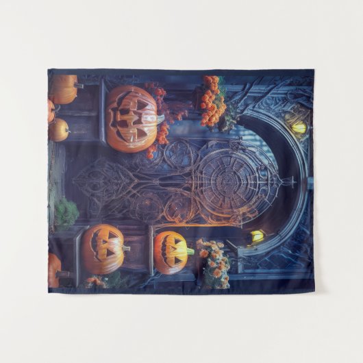 Tenture Éffrayant Haunween Porte secrète Halloween (Devant (Horizontal))