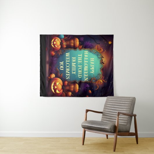 Tenture Éffrayant Haunween Salutations personnalisées Hall (En situation (horizontale))