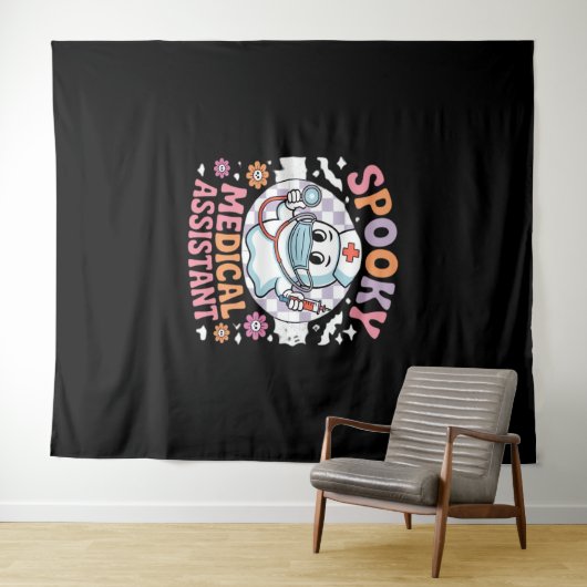 Tenture Éffrayant Médicale Assistant Cute Halloween Essent (En situation (horizontale))