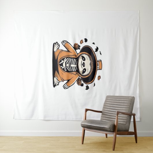 Tenture Éffrayant squelette astuce ou traitement classique (En situation (horizontale))