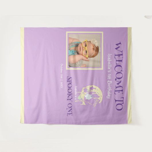 Tenture Éffrayant Un Fantôme Halloween 1er Anniversaire Bi (Devant (Horizontal))