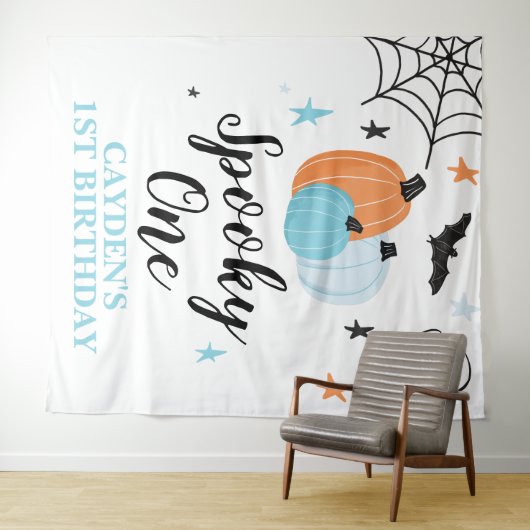 Tenture Éffrayant Un Halloween 1er Anniversaire Citrouille (En situation (horizontale))