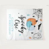 Tenture Éffrayant Un Halloween 1er Anniversaire Citrouille (Devant (Horizontal))