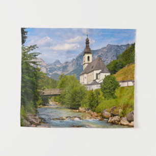 Tenture Église de montagne avec paysage de ruisseaux