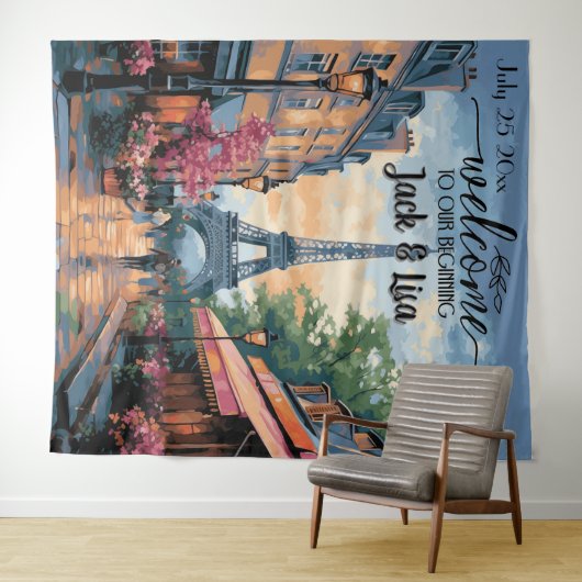 Tenture Eiffel Garden Elegance Wedding Backdrop (En situation (horizontale))