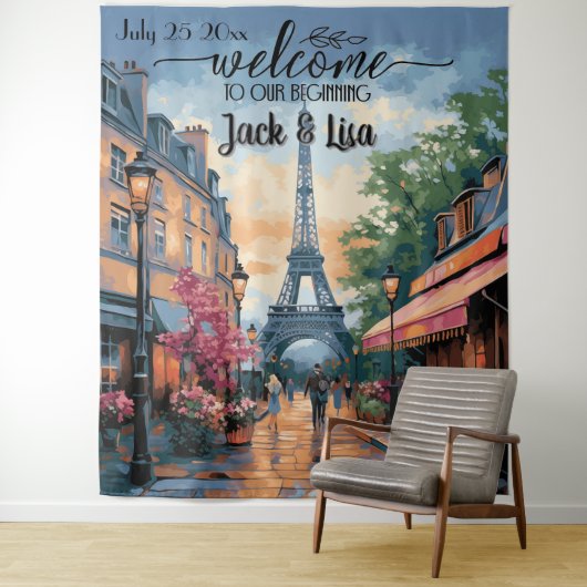 Tenture Eiffel Garden Elegance Wedding Backdrop (En situation)