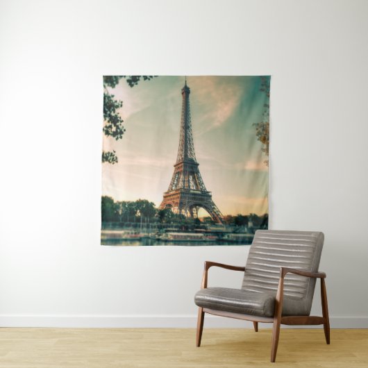 Tenture Eiffel tour lancer oreiller (En situation)