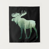 Tenture Élan Cerf Et Forêt Nature (Devant)