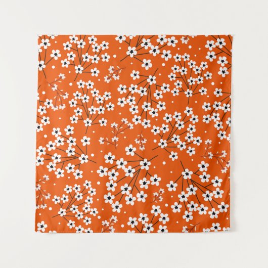 Tenture Élégance asiatique : Rouge Floral sans fil impress (Devant)