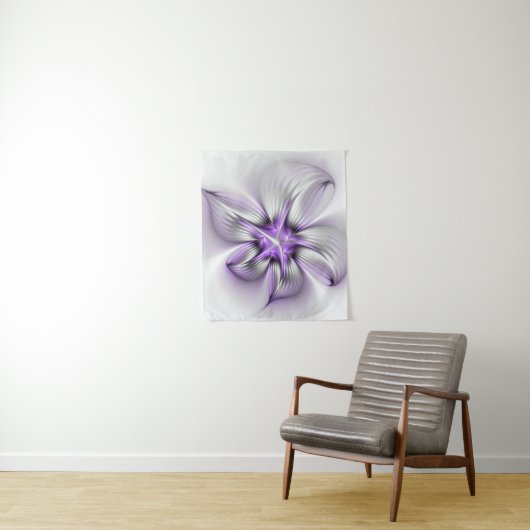 Tenture Élégance florale Art Abstrait Violet Fractal moder (En situation)