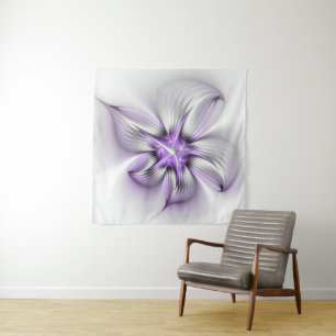 Tenture Élégance florale Art fractal violet abstrait moder