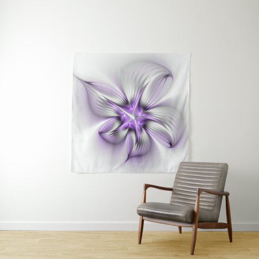Tenture Élégance florale Art fractal violet abstrait moder (En situation)