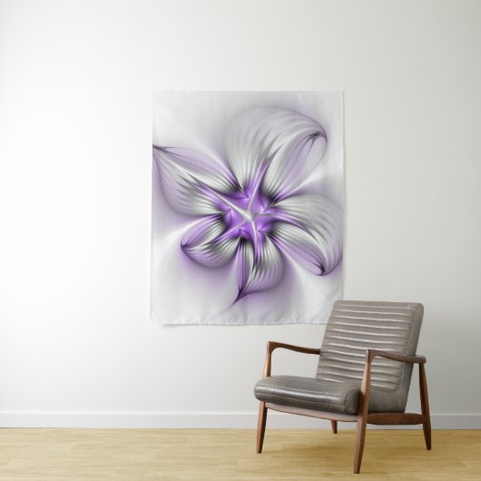 Tenture Élégance florale Art fractal violet abstrait moder (En situation)