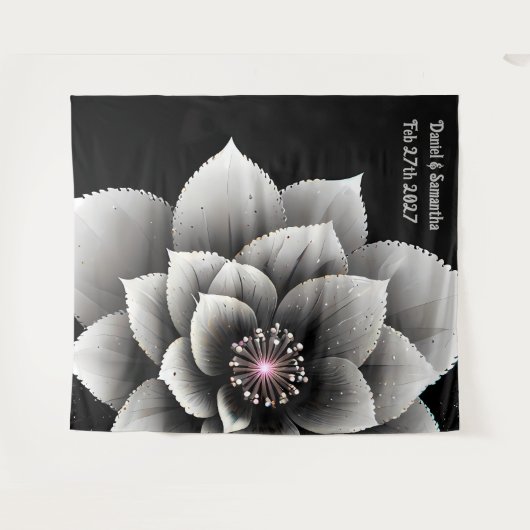 Tenture Élégance intemporelle : Mariage en fleurs noir et  (Devant (Horizontal))