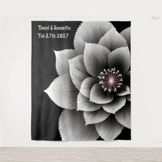 Tenture Élégance intemporelle : Mariage en fleurs noir et  (Devant)