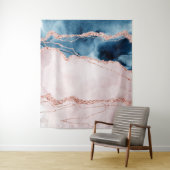 Tenture Élégance Mystique | Agate Bleu sarcelle et Or Rose (En situation)