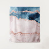 Tenture Élégance Mystique | Agate Bleu sarcelle et Or Rose (Devant)