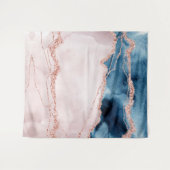 Tenture Élégance mystique | Turquoise Bleu et Rose Or Agat (Devant (Horizontal))