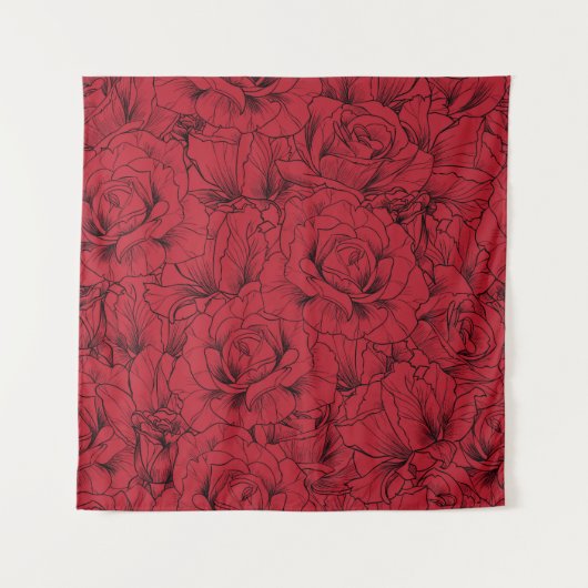 Tenture Élégance vintage des roses rouges (Devant)