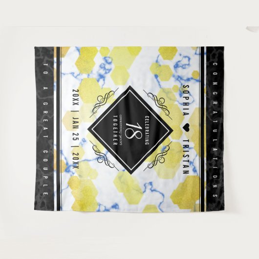 Tenture Élégant 18e Anniversaire de Mariage en Porcelaine (Devant (Horizontal))