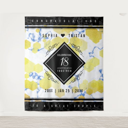 Tenture Élégant 18e Anniversaire de Mariage en Porcelaine (Devant)